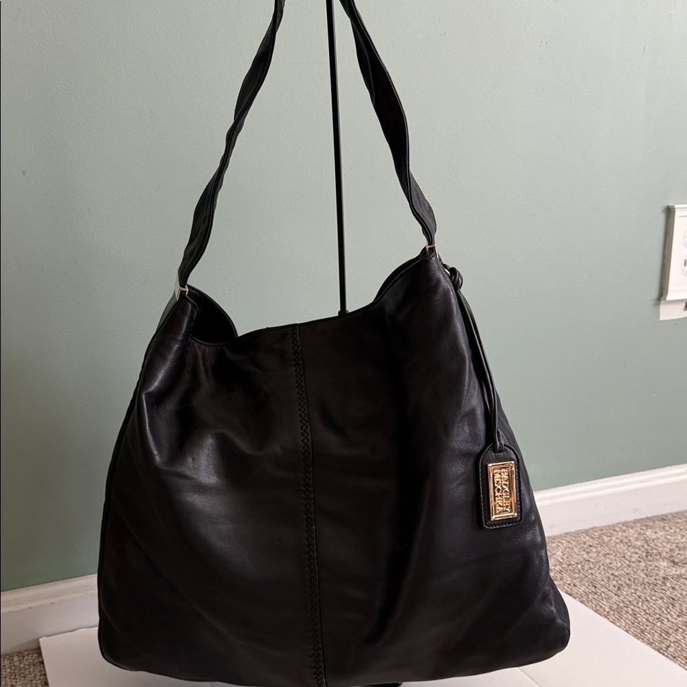 Baffled Mischka Jodie super soft black leather slouchy bag